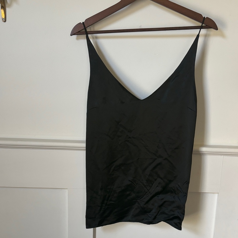 Bassike Black silk Camisole Top Medium (sz2)